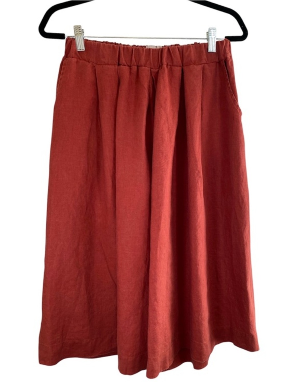 4 OUR DREAMERS Linen Pull On Wide Leg Culottes Capris Rust S
